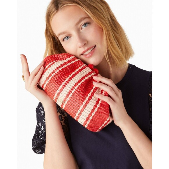 New Kate Spade Scrunchy Convertible Clutch Heirloom Straw - Picture 5 of 6